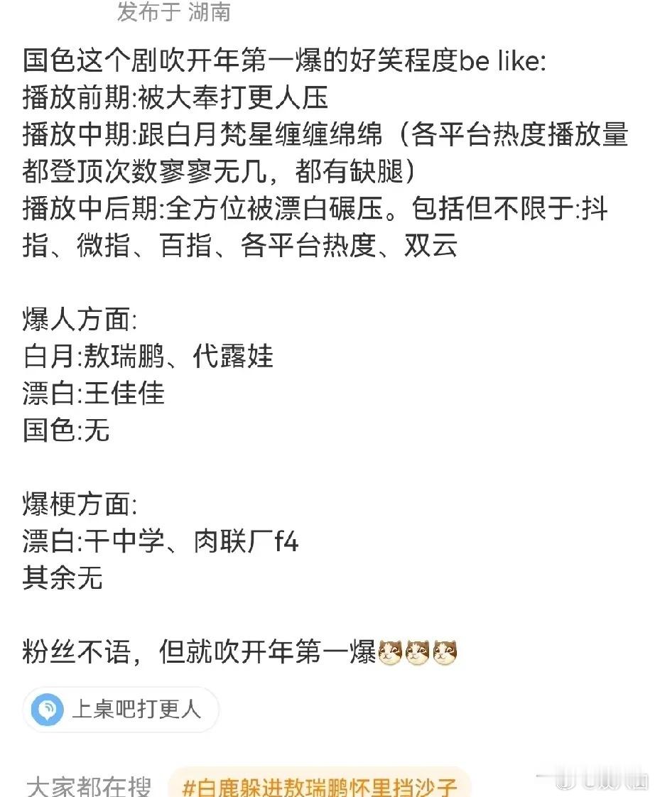 某网友评论国色芳华，这么一看好离谱啊，竟然没有可以出圈的，大家怎么看。