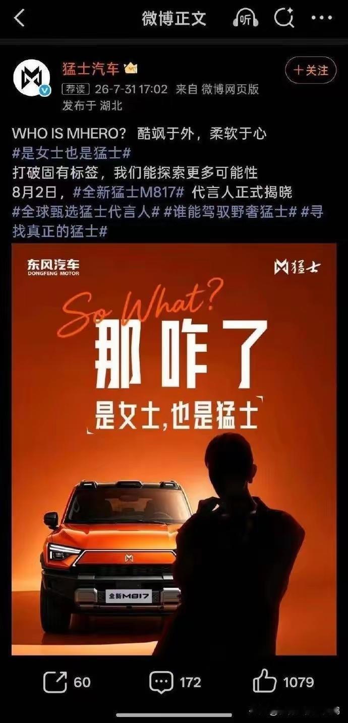 东风猛士的宣传部门是不是搞错目标客户群体了？