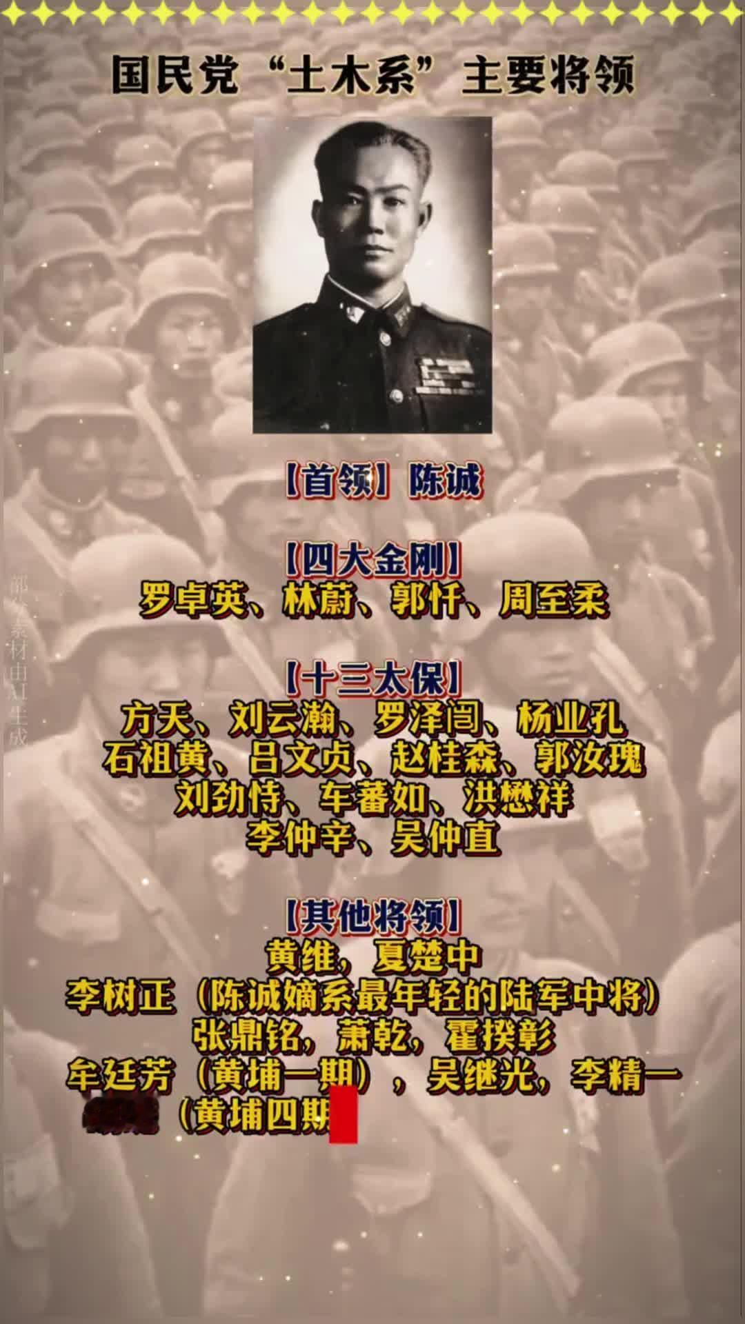 国民党土木系是什么意思？聊聊陈诚的四大金刚，十三太保。国民党那些机关名头，一