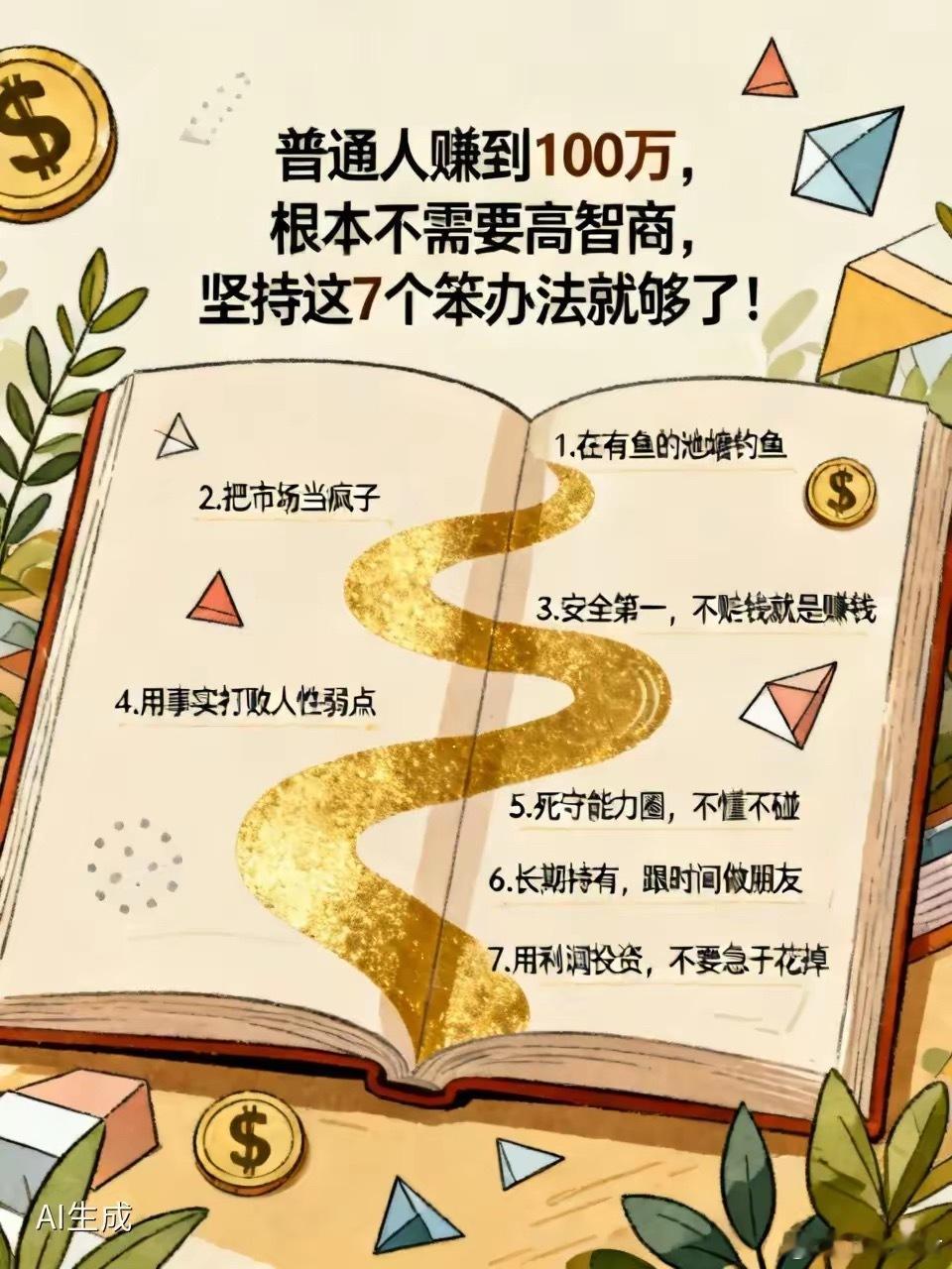 巴菲特说：普通人赚到100万，根本不需要高智商，坚持这7个笨办法就够了！1.在有