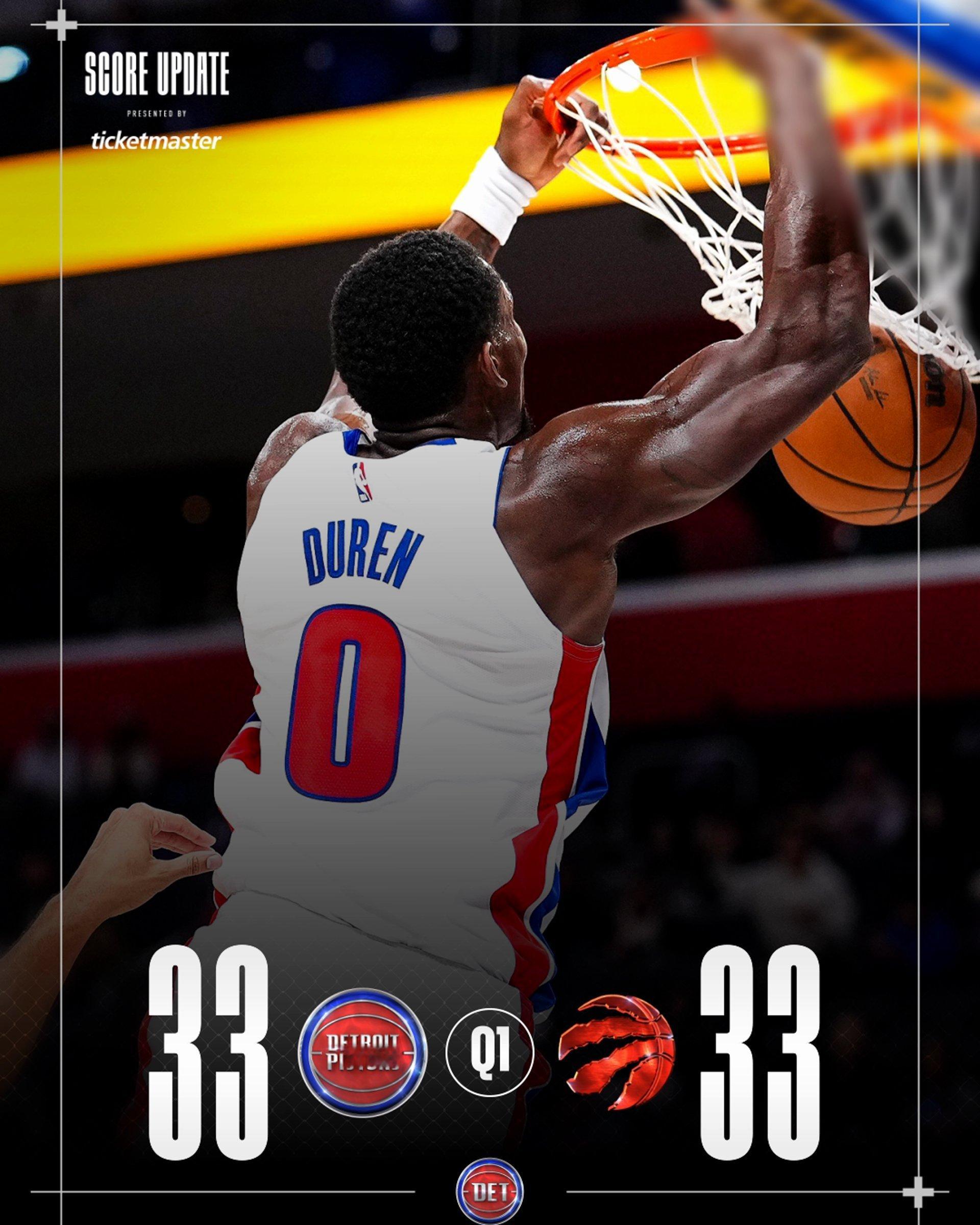 首节战罢！活塞33：33猛龙！detroitbasketball底特律活塞[超话