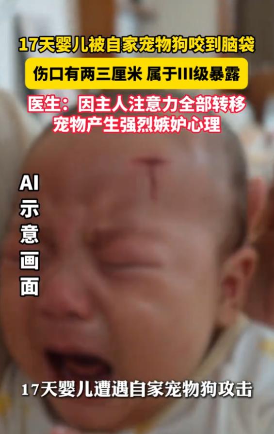 “太吓人了！”7月13日报道，浙江，一婴儿才出生17天，家中温顺亲人的宠物狗就一
