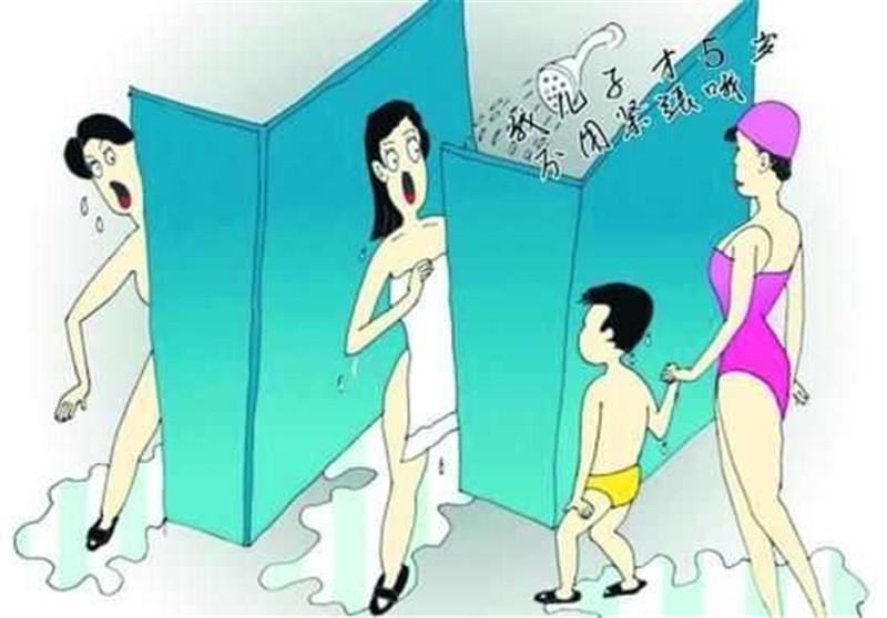 带孩子着6岁男孩进女澡堂, 男孩的话, 让妈妈脸红
