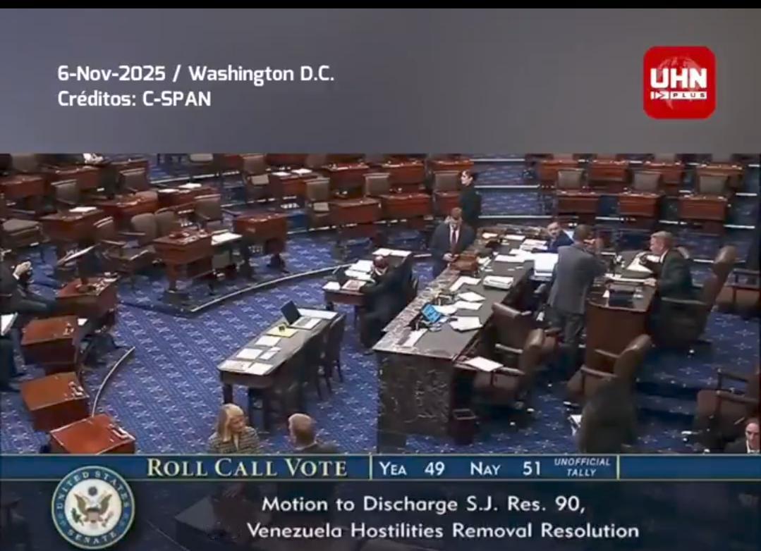 突发新闻——美国参议院以49票赞成、51票反对的结果，否决了民主党人试图阻止特朗