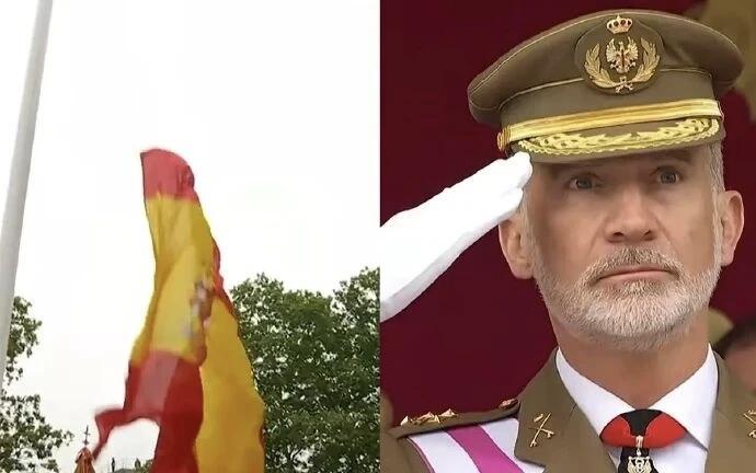 6月1日，据社交网站报道，近日，西班牙武装部队日升旗仪式上，国旗突然坠落，西班牙