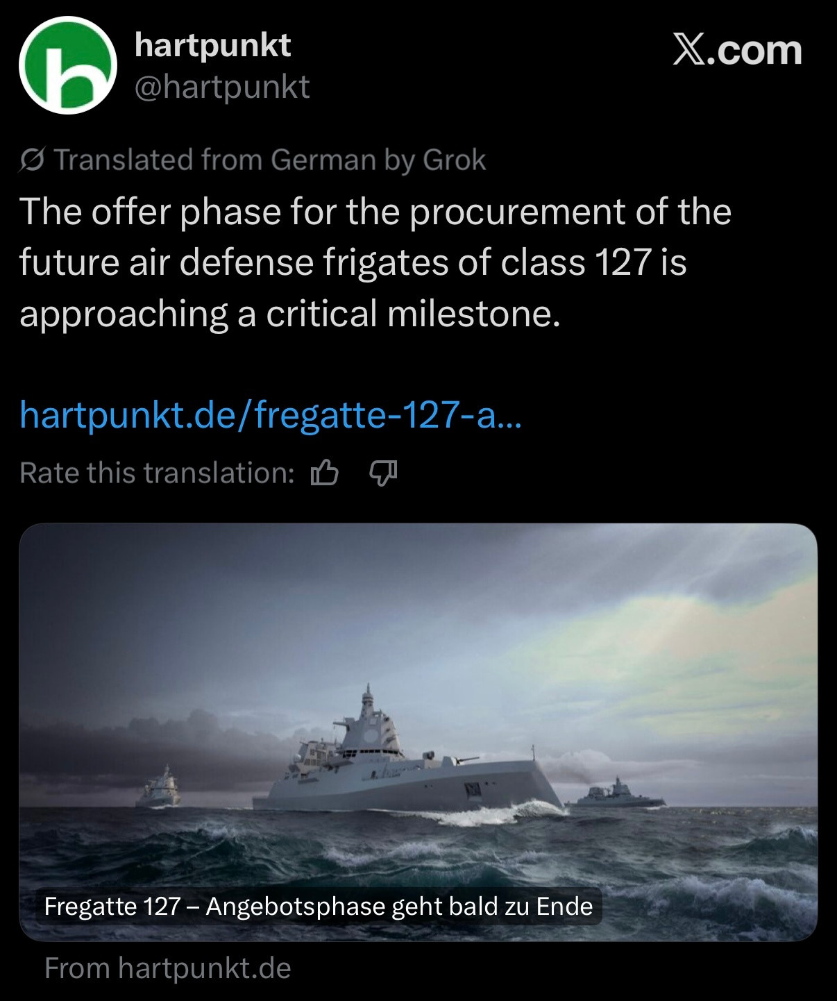 中外舰闻军事ai新视野Hartpunkt关于德国🇩🇪海军的F-127导弹