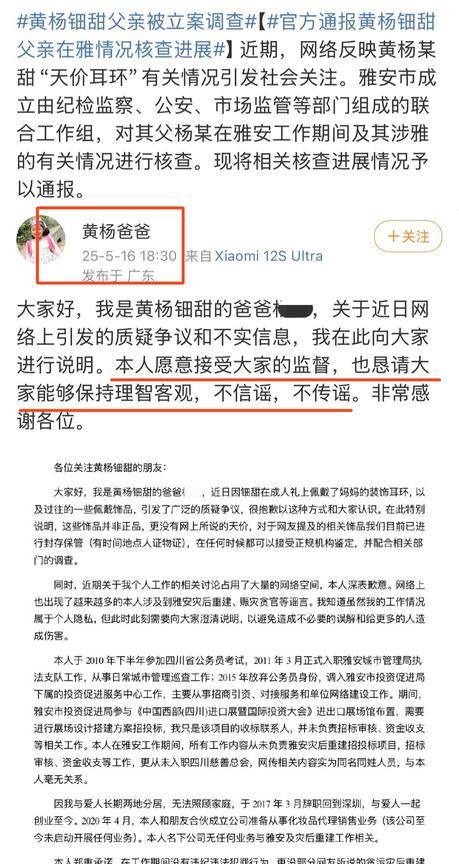 黄杨爸爸被调查230万天价耳环背后隐藏违规经商和生育二孩问题，黄杨爸爸曾涉及7亿