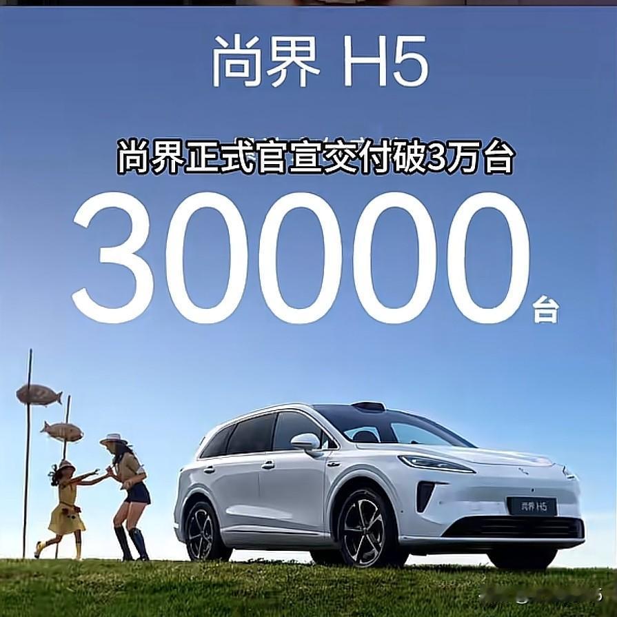 尚界交付30000台了，实话实说，尚界h5的外观是差点意思的，但是如果说同价位的