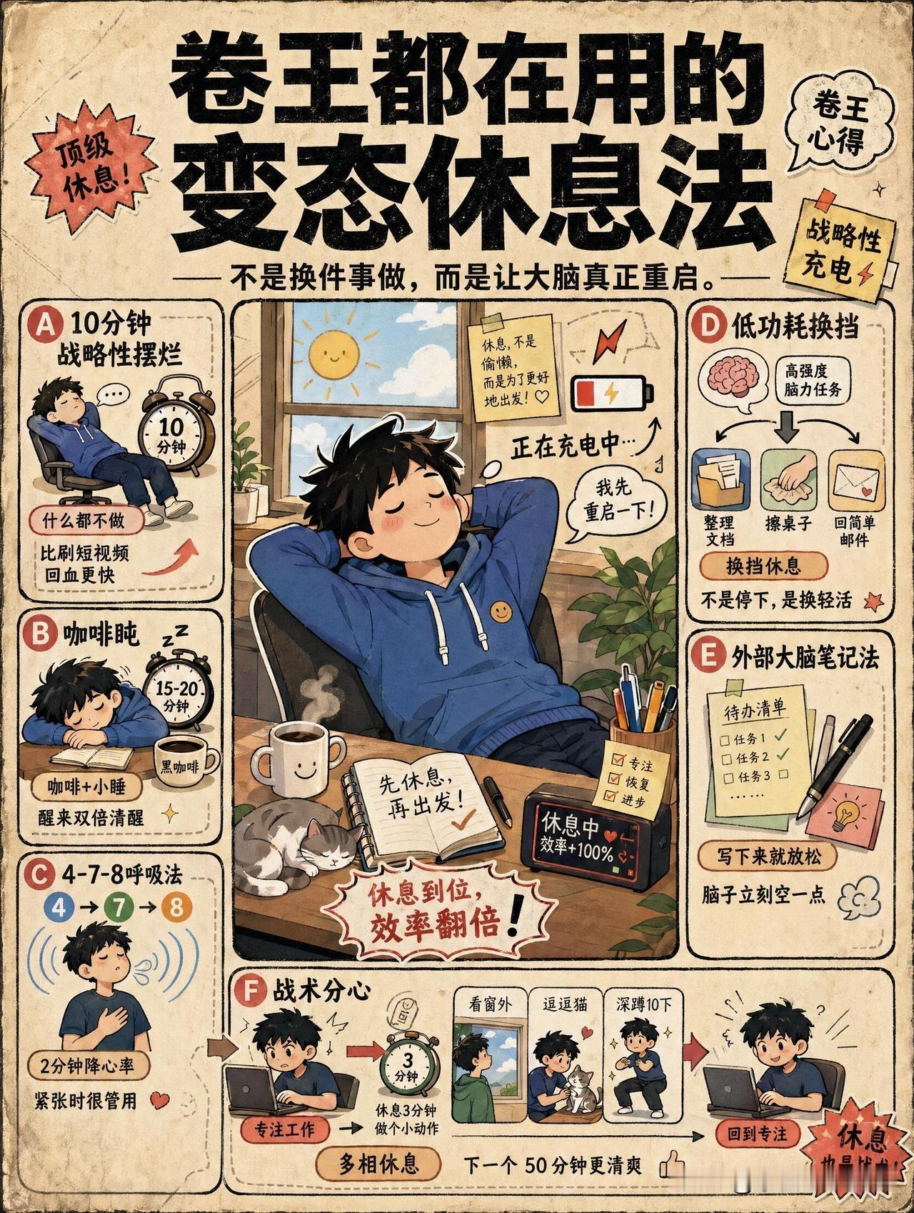 卷王都在用的“变态休息法”，我终于懂了高效的秘密以前总觉得休息就是刷短视频、