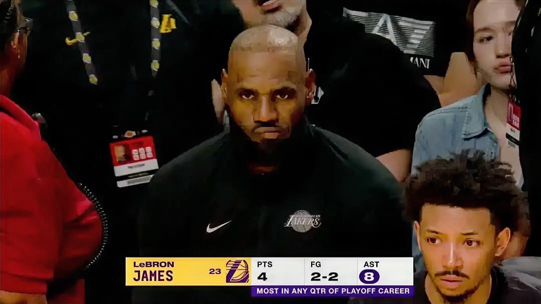 41岁太疯狂！詹姆斯季后赛创历史纪录，单节8助攻打疯了，湖人开门红！NBA