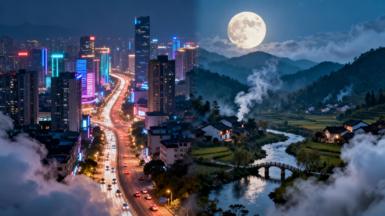 上联：看世界繁华，下联：观人间清宁。