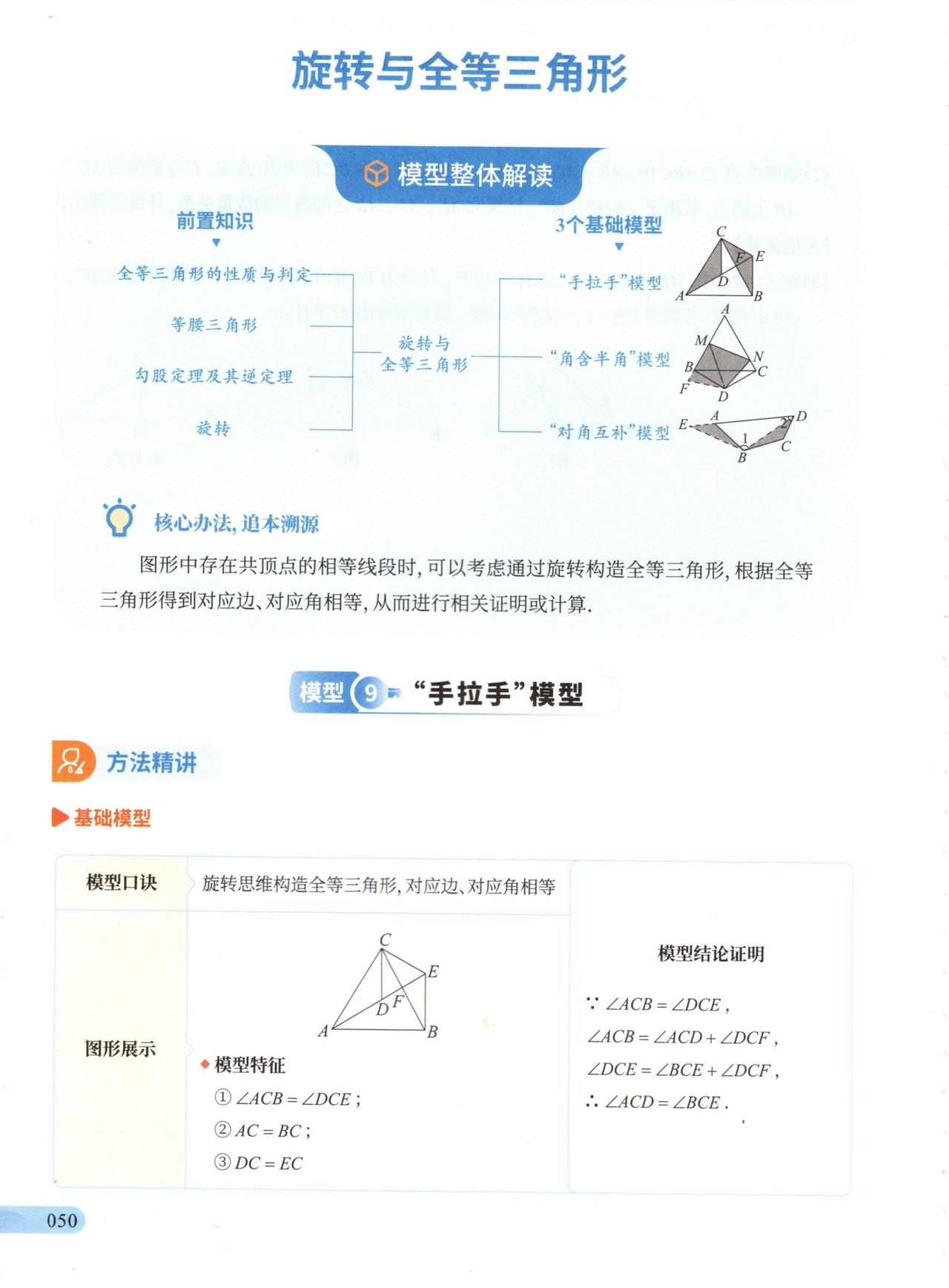 新初二数学暑假培优——全等模型汇编1、手拉手2、角含半角3、对角互补型
