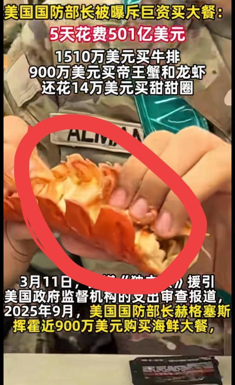 离谱！美国防部长5天狂花501亿，连甜甜圈都要14万？家人们，这波操作真的
