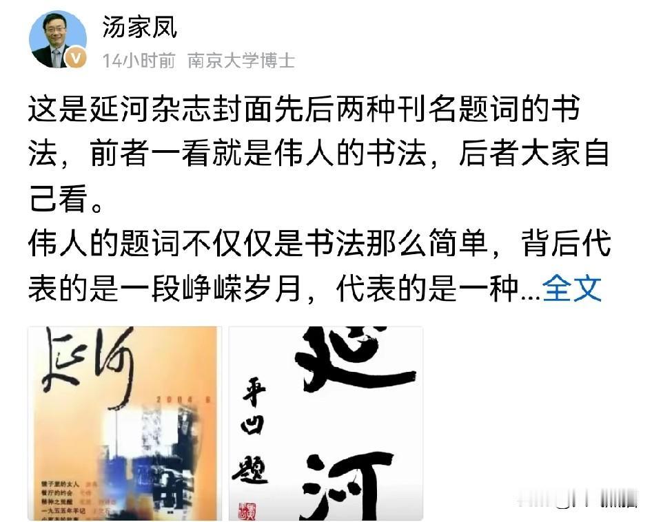 汤家凤指出的问题，算是说到了所有人的心坎里了。最近《延河》杂志换刊名的事吵得沸