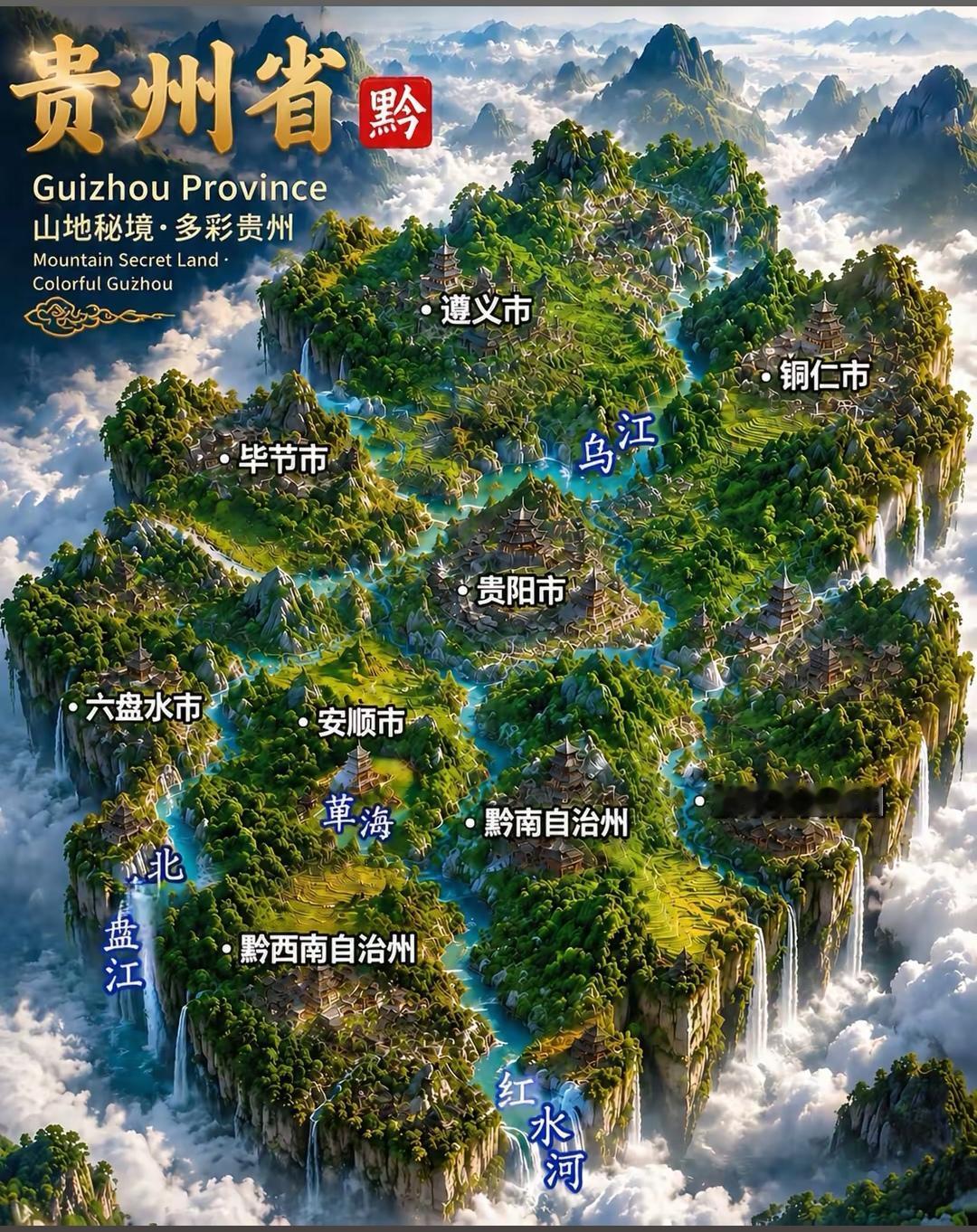 贵州省地形特点：全省92.5%的区域都被山地和丘陵覆盖，余下的平坝地块零零散散地