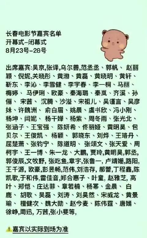 星光熠熠！第25届长春电影节嘉宾阵容曝光8月23日至28日，第25届长春电影节