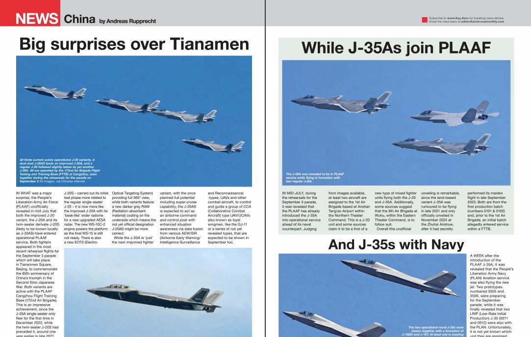 英国知名防务期刊《空军月刊》（AirforcesMonthly）的9月刊刊登了