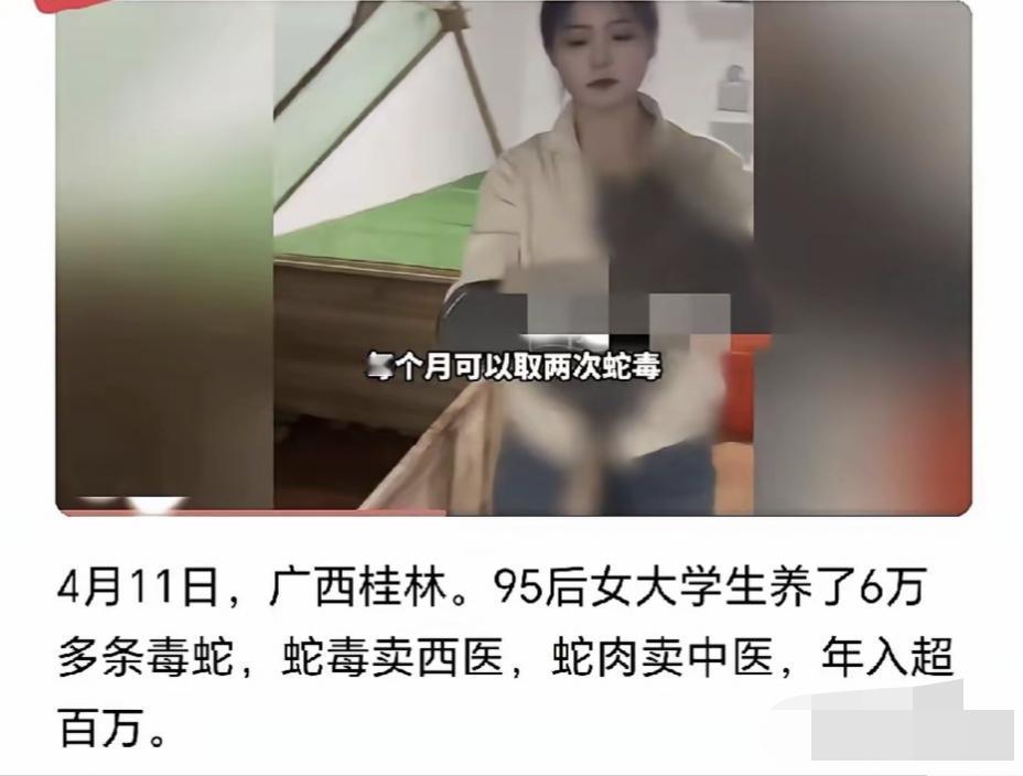 一条毒蛇，同时打通中西医！95后女大学生养6万条毒蛇年入百万！谁能想到，一