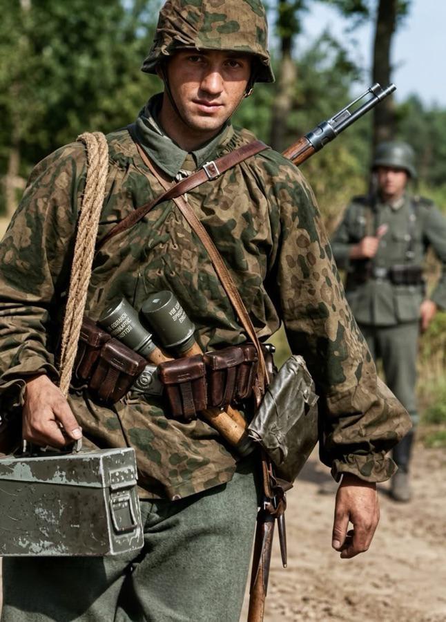 真实历史镜头下的二战德军作战场景！图一：目测应该是德军机枪组成员！斜挎在肩上