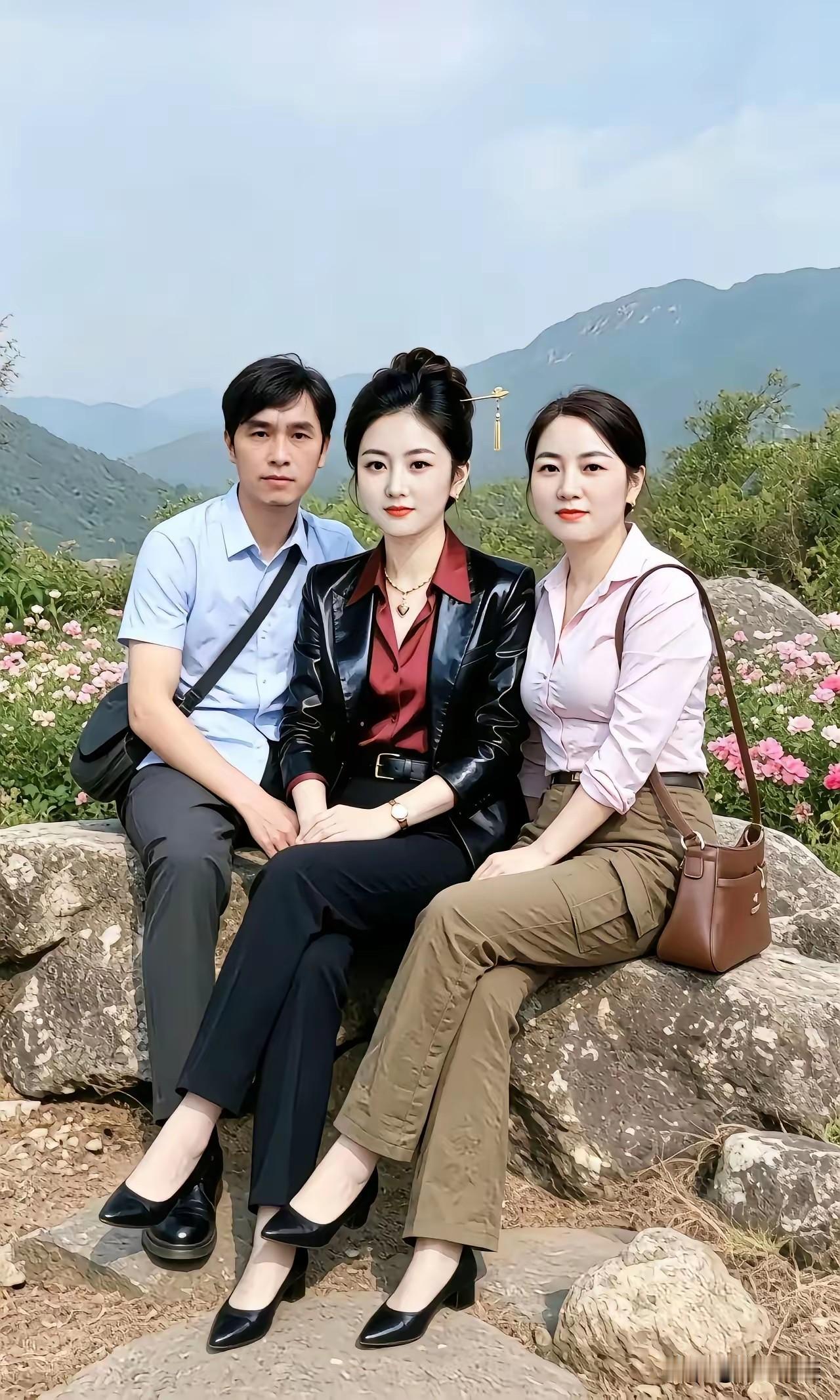 远山如画，繁花缀景，有三五知己相伴，便是难得的美好时光。👍👍🤝😄