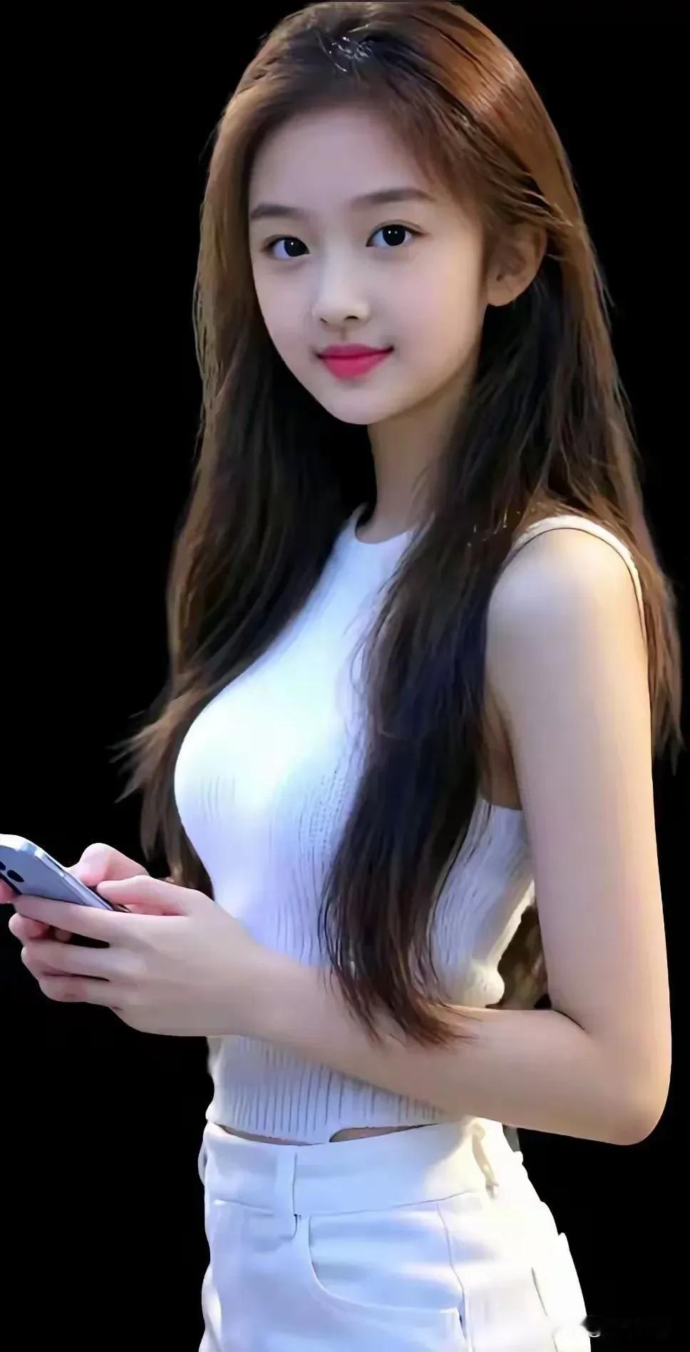 纯白织就简约格调，长发缱绻藏温柔，眉眼间的笑意，是最动人的清甜。温婉高级素净