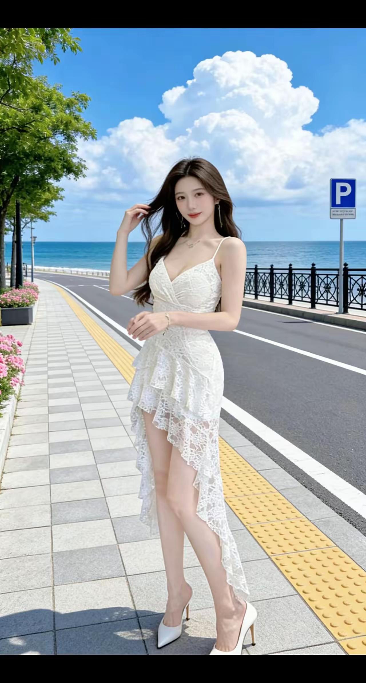 碧海潮生处，美人倚栏杆。分享女神级美照