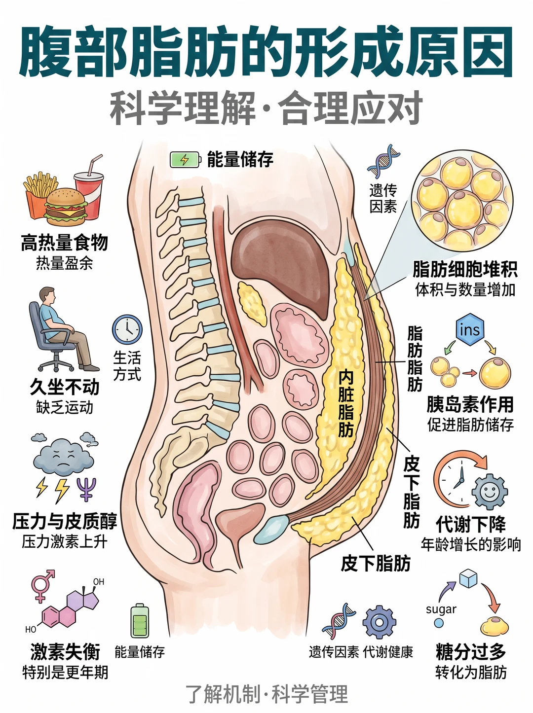 为什么肚子上的肉最难减😭腹部脂肪真相