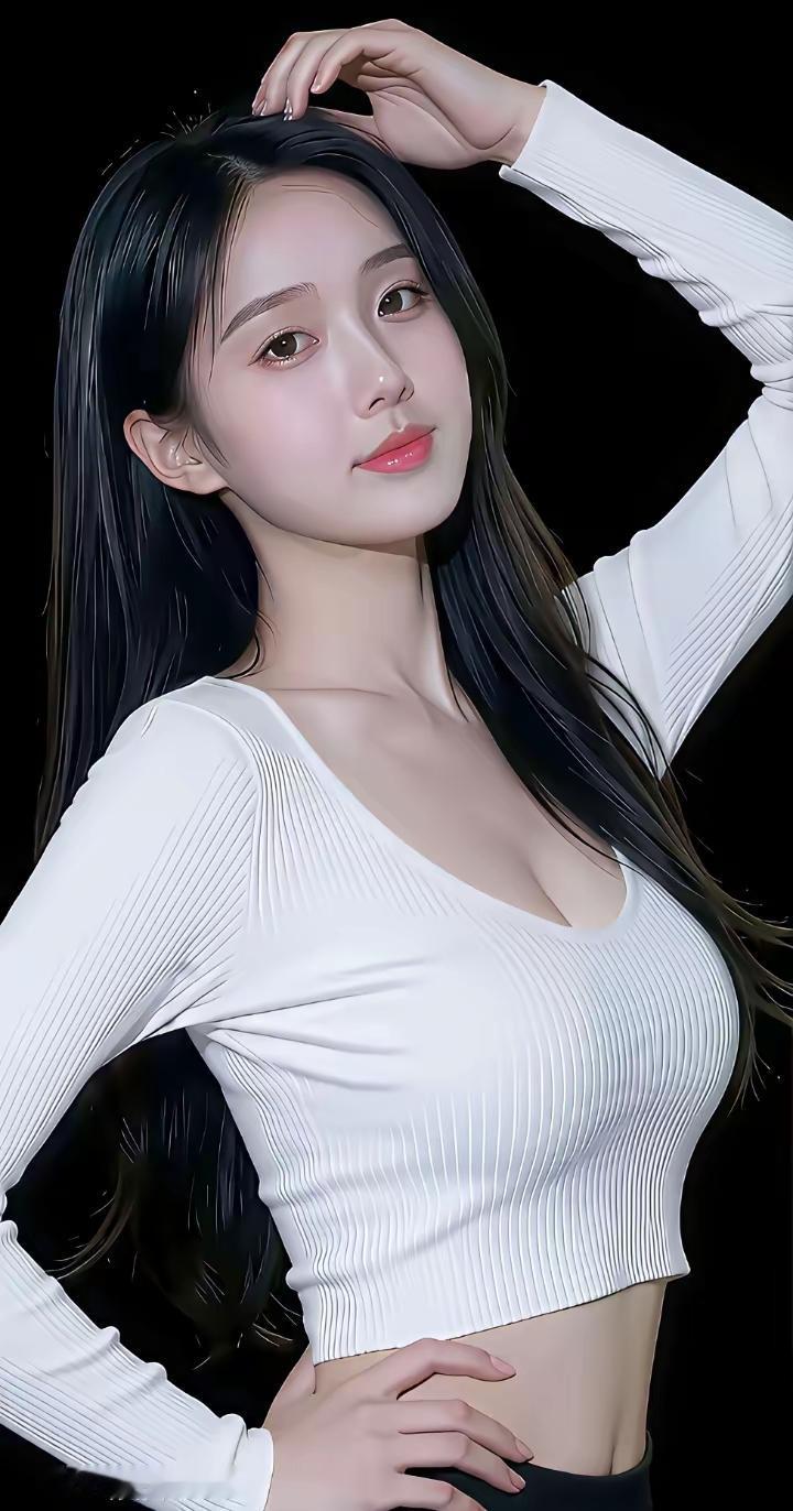 优雅少女，黑发飘逸，气质美女！