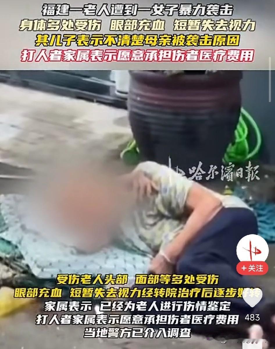太怒了！漳州，89岁拾荒老人蹲在路边整理废品，一女子捡起树枝冲上去就抽，路人刚拉