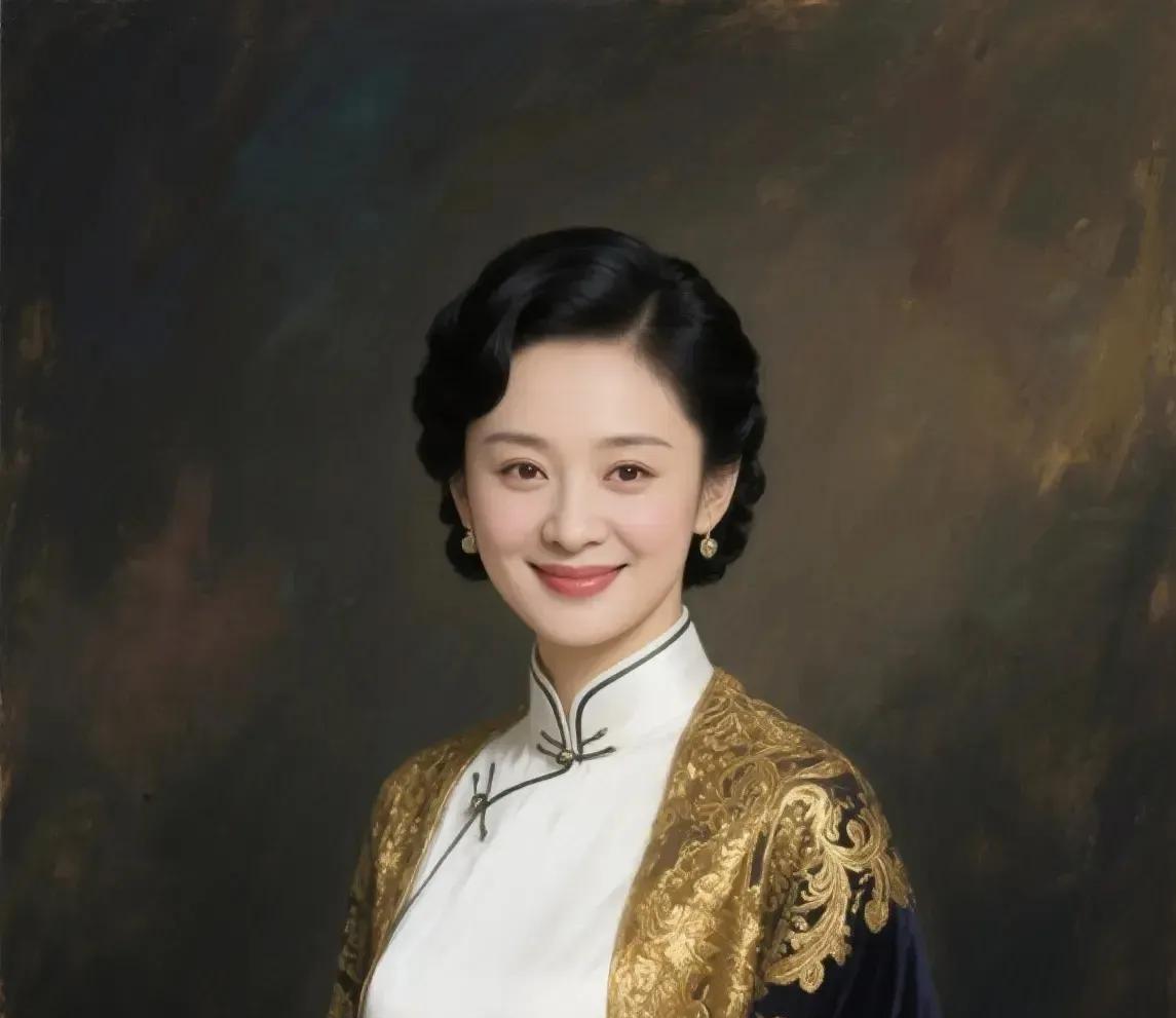 人长的漂亮精致优雅，穿上白色旗袍太惊艳迷人了，在有金色披肩点缀，更是高贵典雅大气