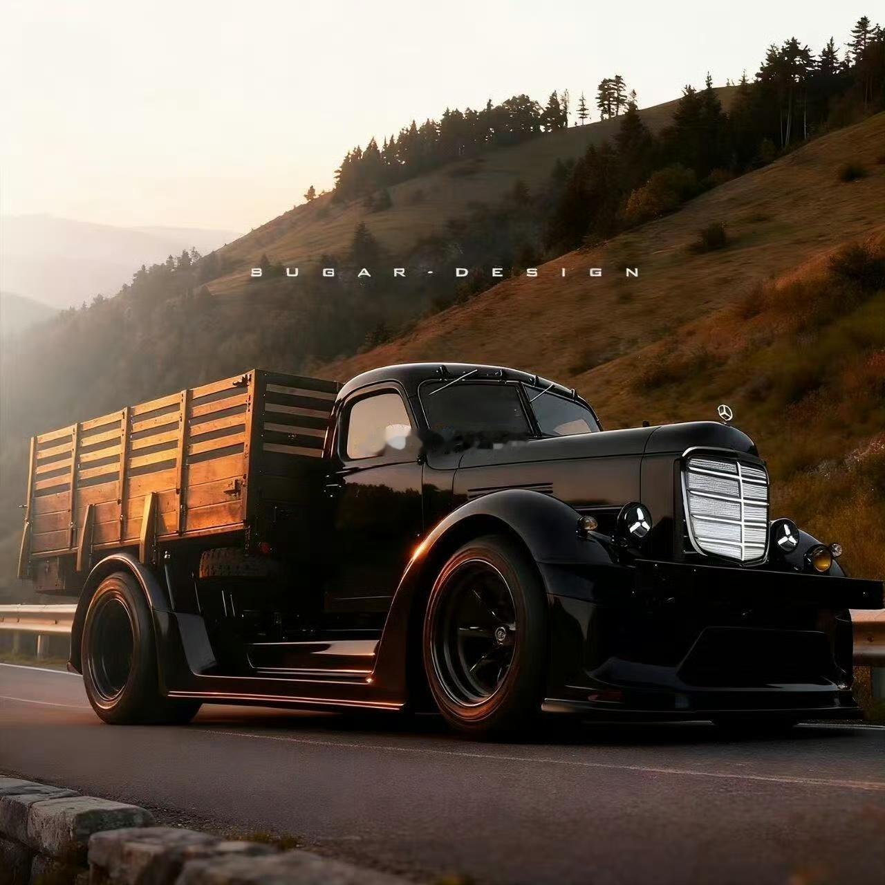 奔驰卡车P图版~~~真要是投产这么个复古范卡车会有人买单吗？？？