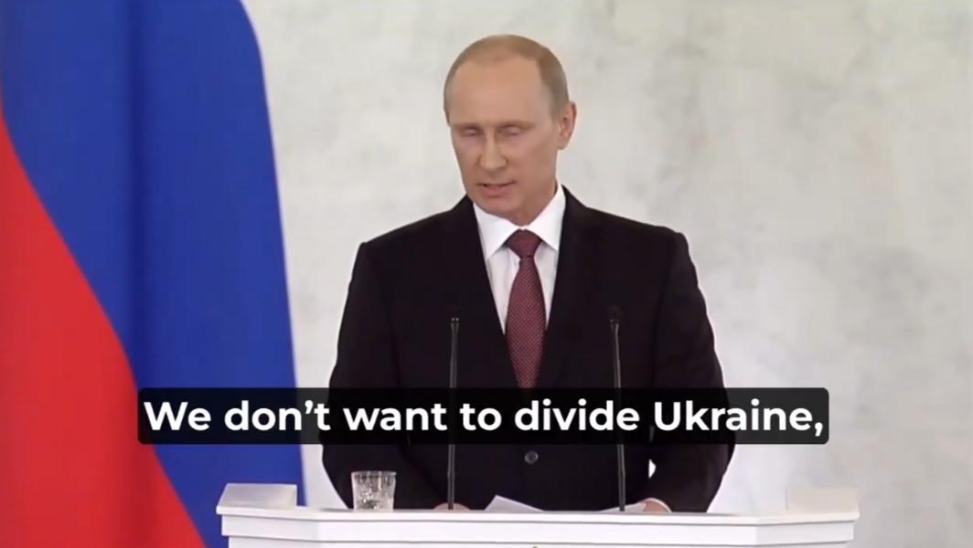 普京2014年“克里米亚止步”承诺2014年，普京坚称俄罗斯仅限于克里米亚