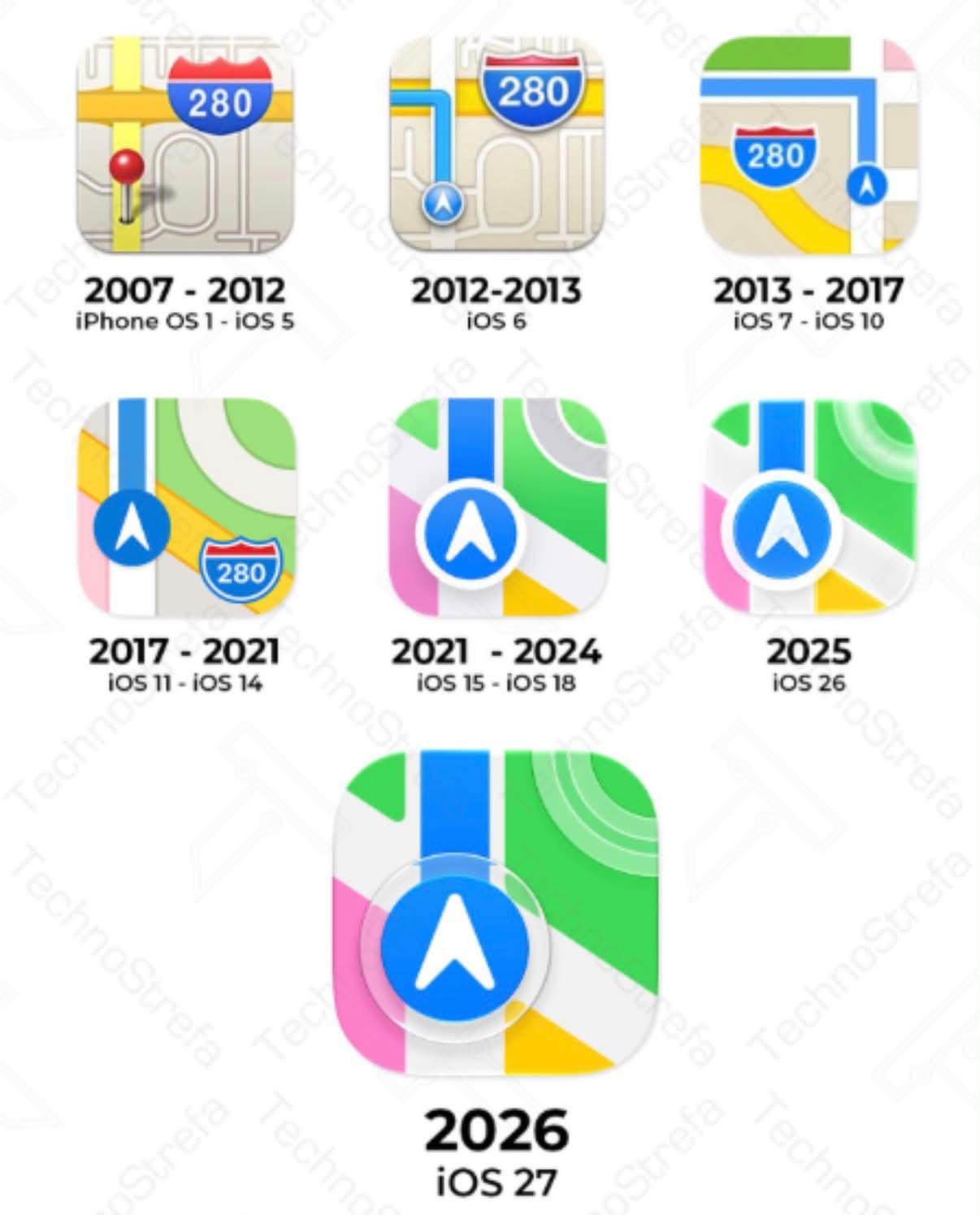 iOS初代到iOS27，哪个地图的图标最好看？我觉得是iOS7那时候的最好看