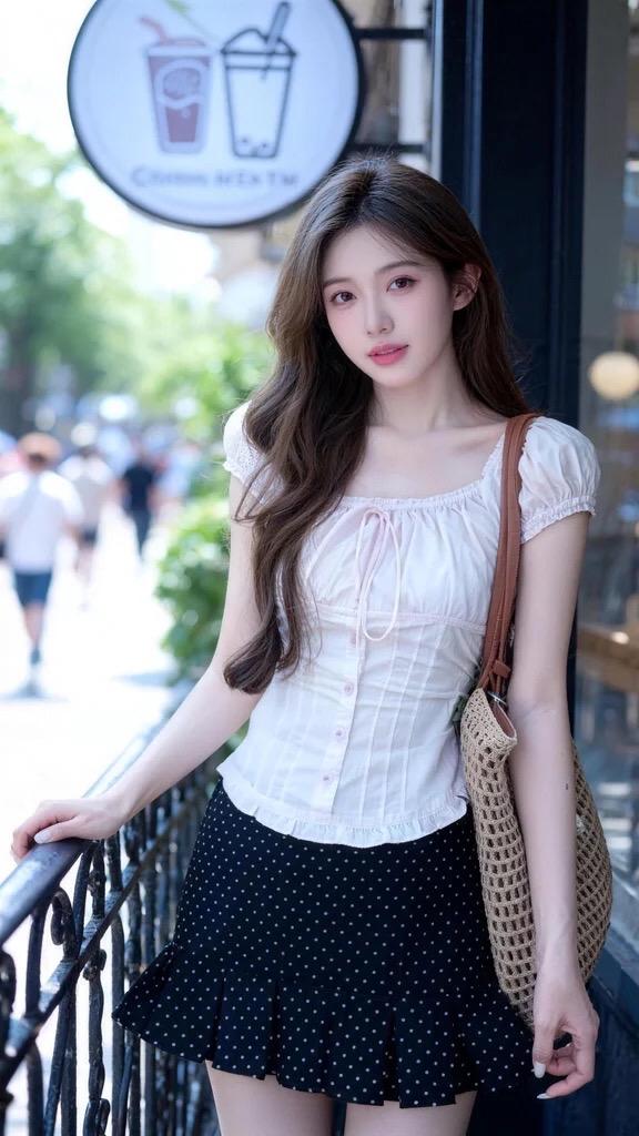 白色波点裙超美的甜妹穿搭分享夏日打卡穿搭粉色格子裙穿搭夏季穿搭少女感夏日