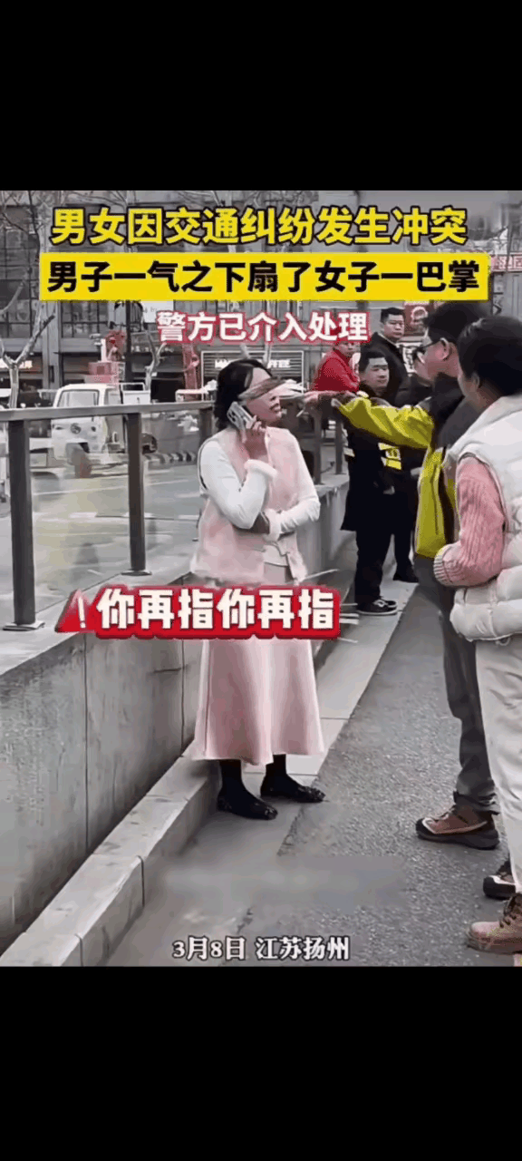 扬州这巴掌，打得太冤了！粉衣女加塞剐蹭在先，不认错还堵路撒泼，句句往人心窝子