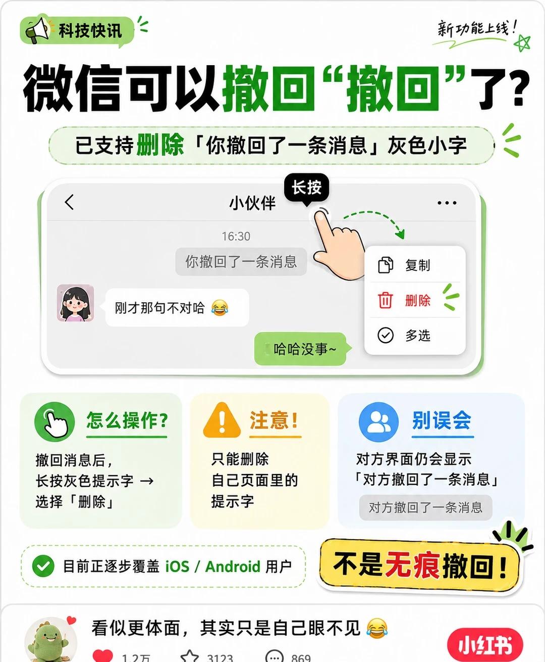🔥微信又更新了：现在连“撤回”都能撤回了！以前微信发错消息👇撤回之后，聊