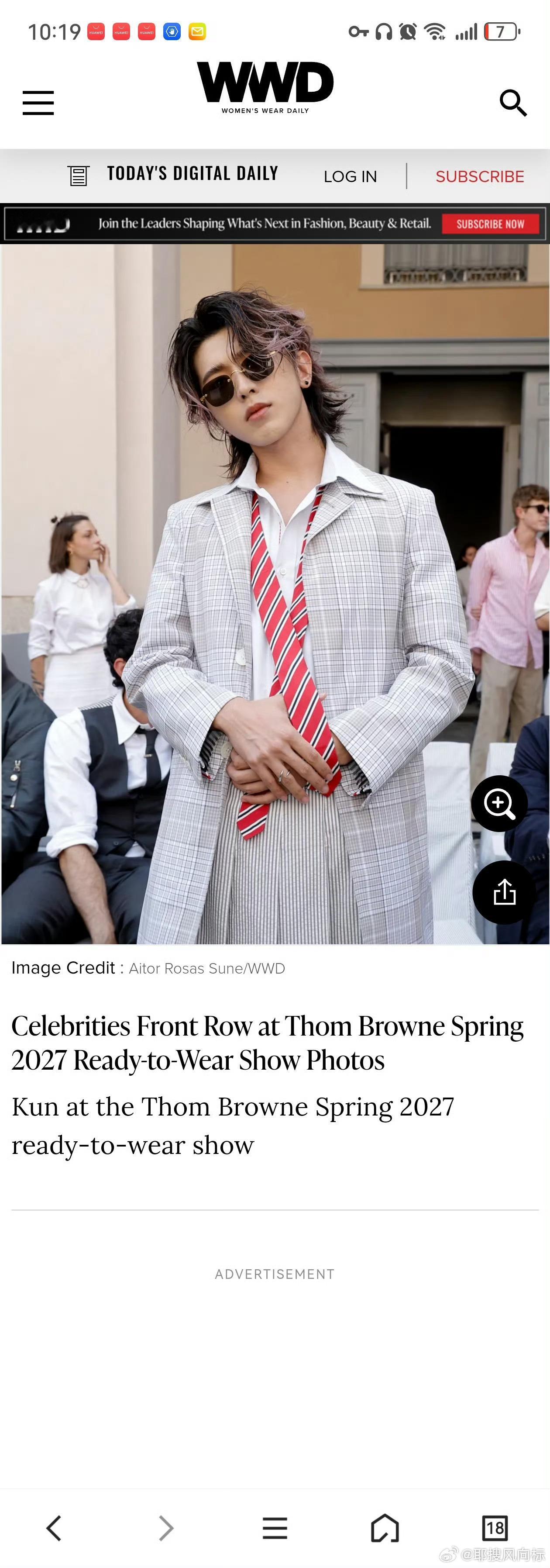 蔡徐坤Browne秀场头排嘉宾专题Vogue将蔡徐坤设为封面米兰ThomBr