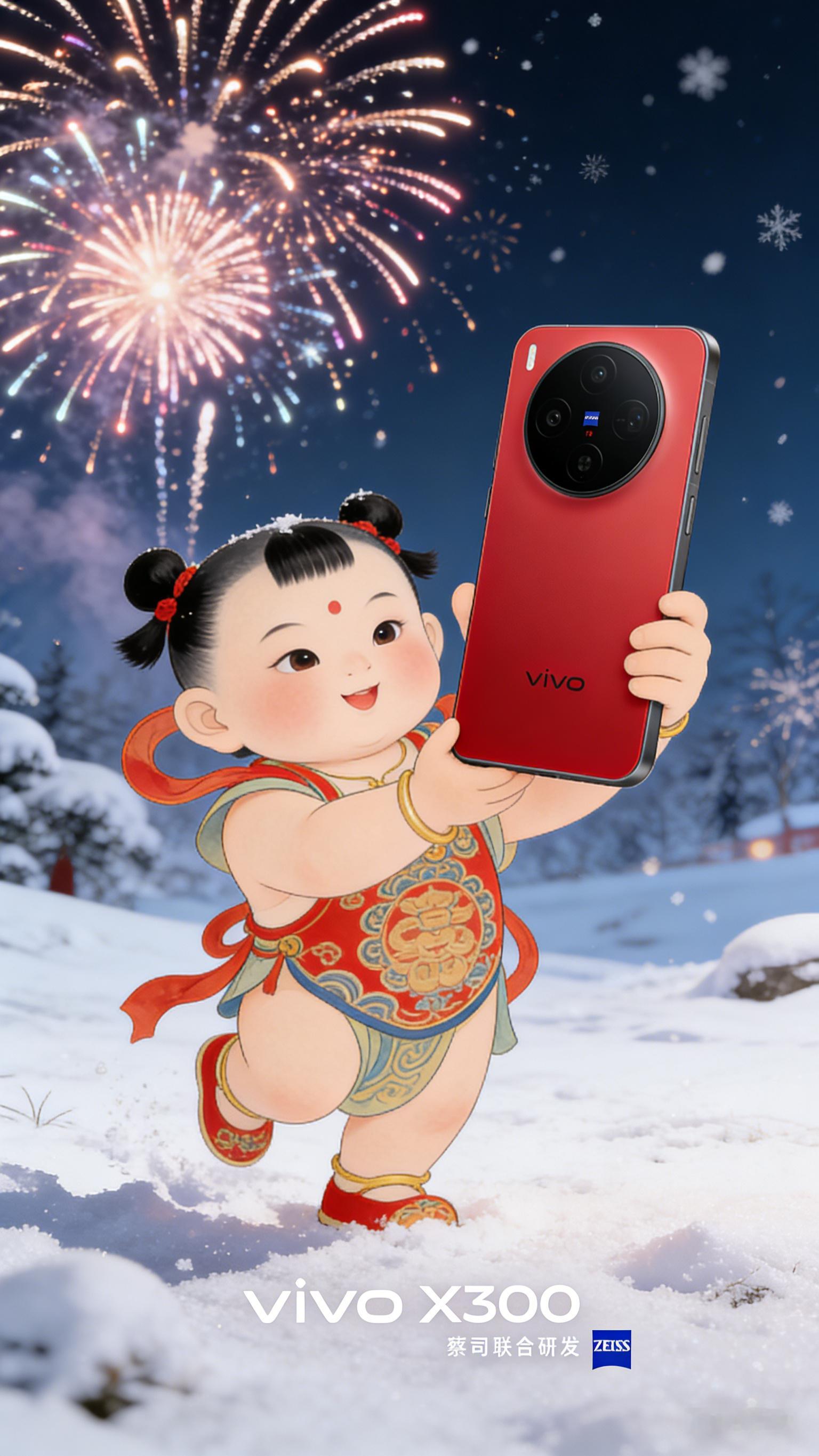 vivoX300“好运红”，和年画娃娃放在一起是不是更配啊？不得不说，现在的A
