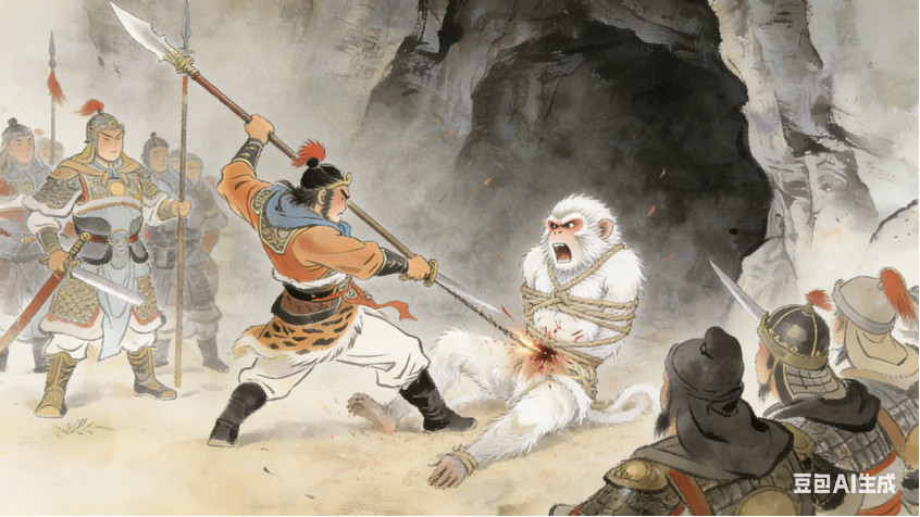 让豆包画几张《补江总白猿传》的插图，有的还不错，有的就……