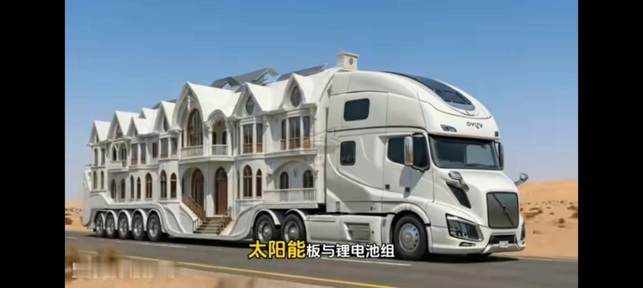 行走的别墅，将来有一天中国人十户有一辆即可。动力系统，太阳能。家里待的腻歪了