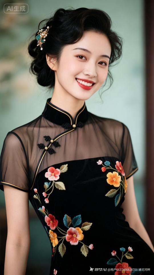 这位小姐姐穿着旗袍好漂亮！