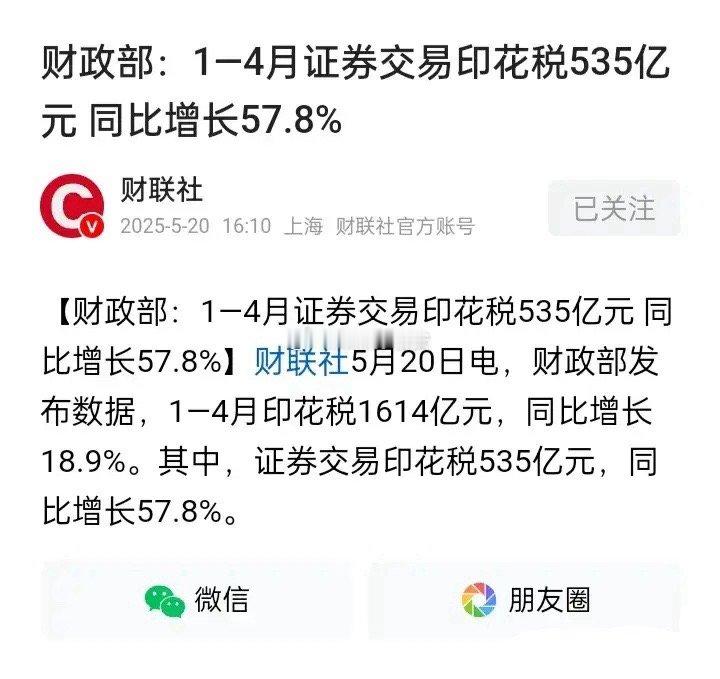 证券交易印花税四个月535亿，月均133.75亿，其中量化交易产生的交易印花税是