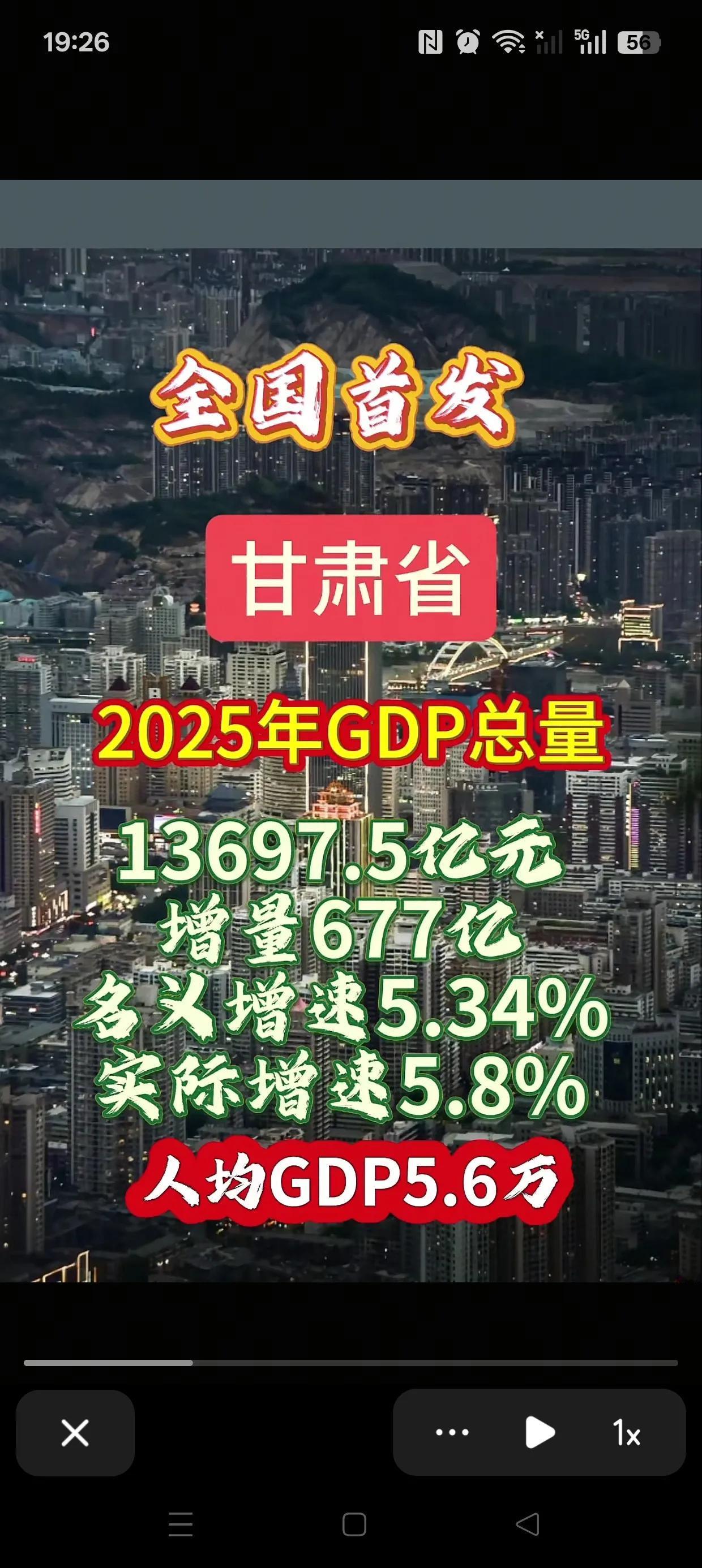 甘肃首发！甘肃省是全国第一个发布2025年GDP数据的省份，19号全国GDP总