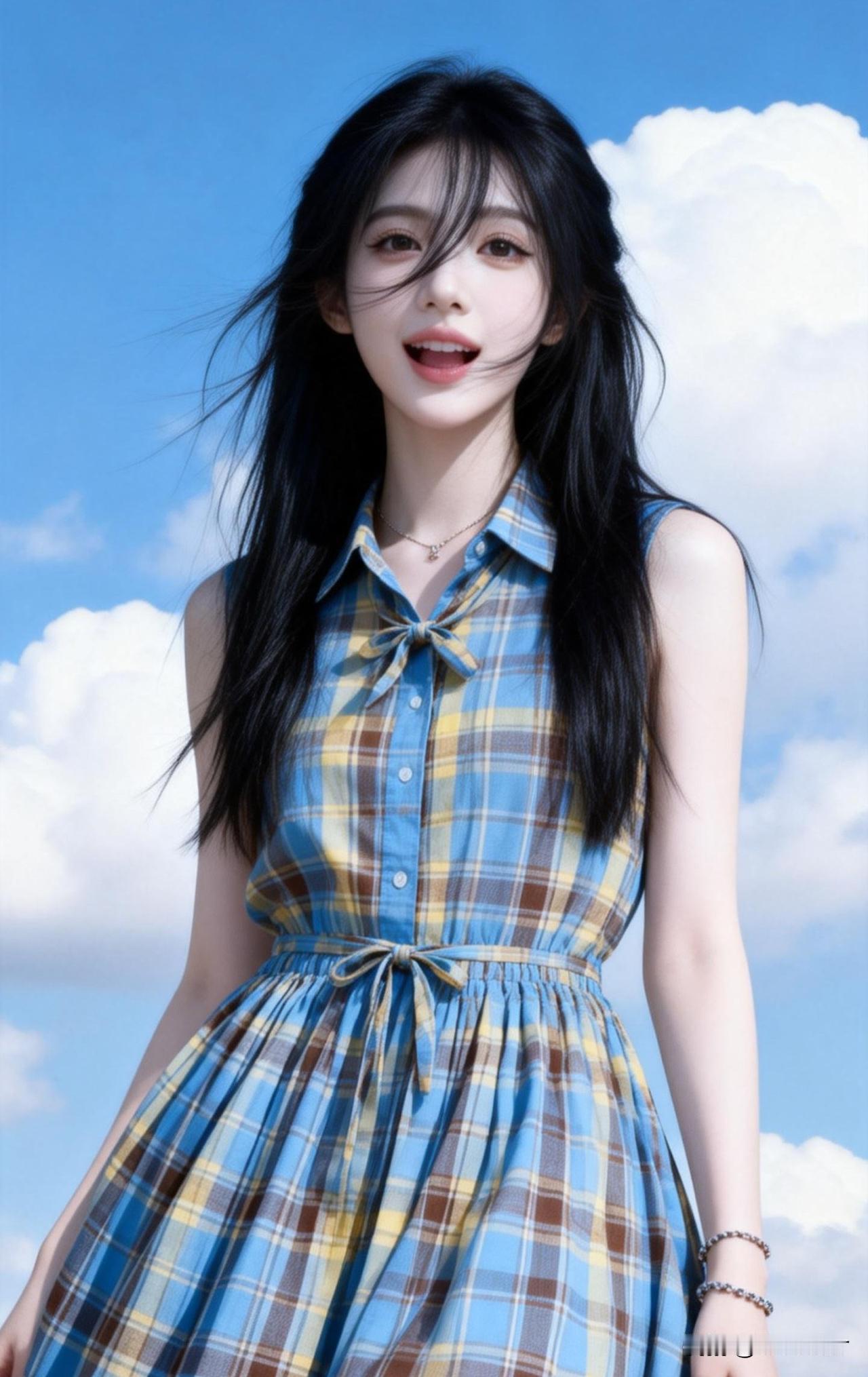 云卷云舒间，少女笑颜开。