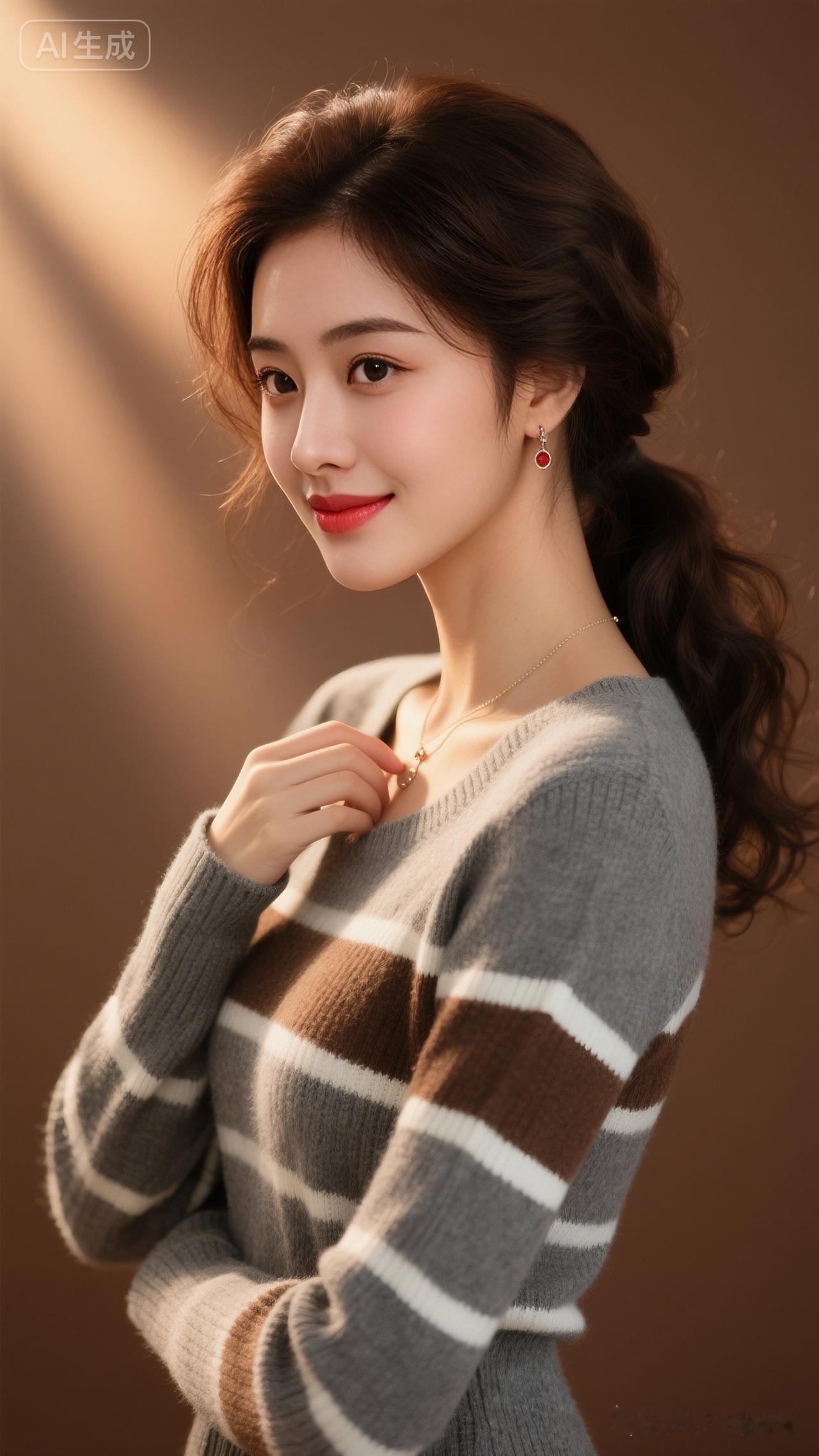 温柔甜美的少女，微笑中散发着温暖的光芒。