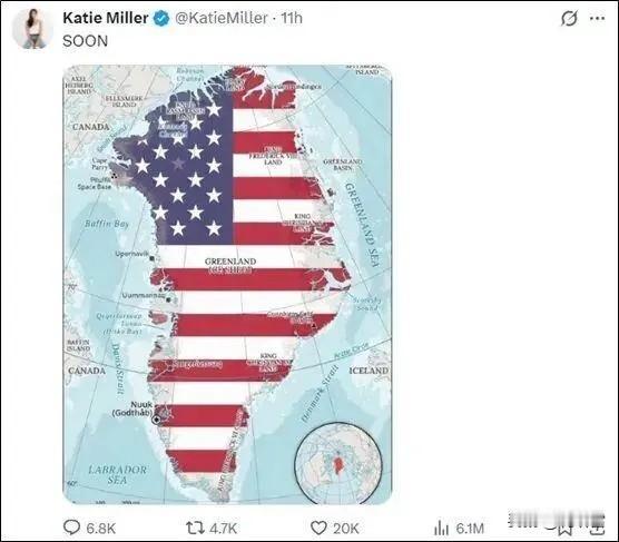 斯蒂芬·米勒的家教这么差？他的妻子凯蒂直接发社交媒体，暗示美国要吞并格林兰岛，这