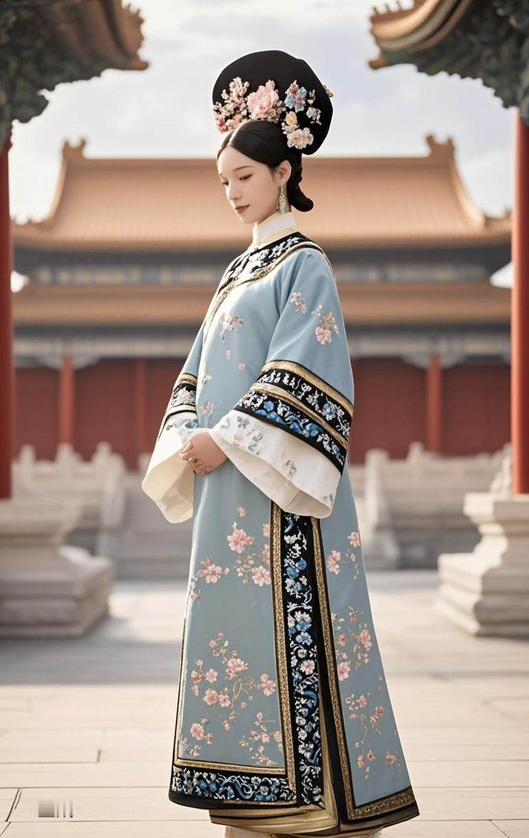 AI写真辑青砖红墙内，清代服饰秀；时光若倒流，你我皆是画中人。