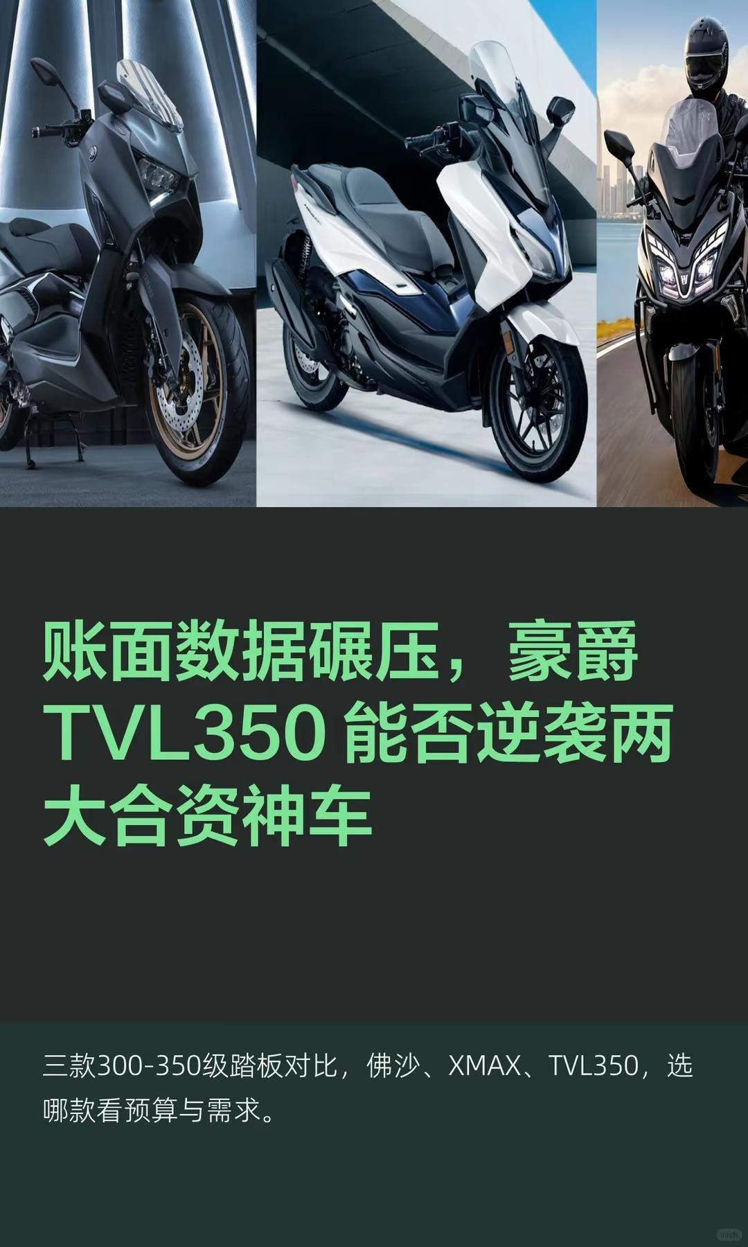豪爵TVL350能碾压合资双强吗？。账面数据碾压，豪爵TVL350能否逆