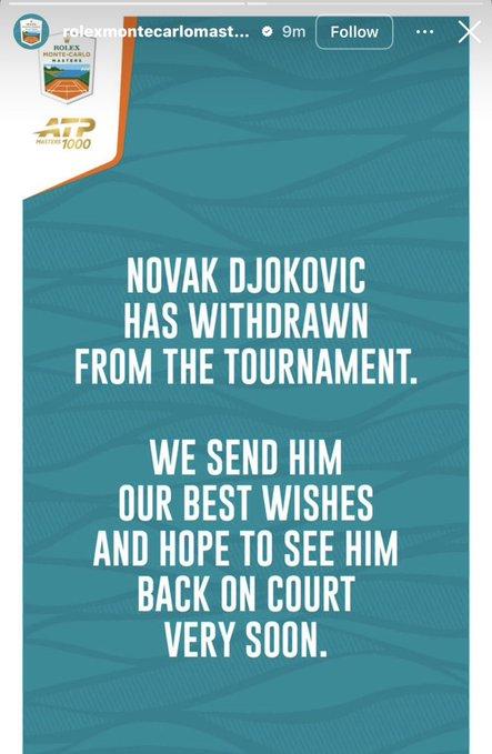 德约科维奇退出蒙特卡洛大师赛。意料之外，情理之中。所谓的3圈金大师从来不是诺