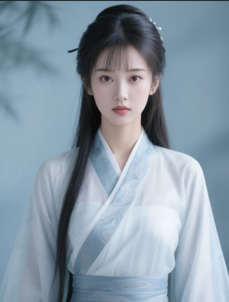 她的眼神中透露出一种不羁与豪迈，宛如山中的女侠。